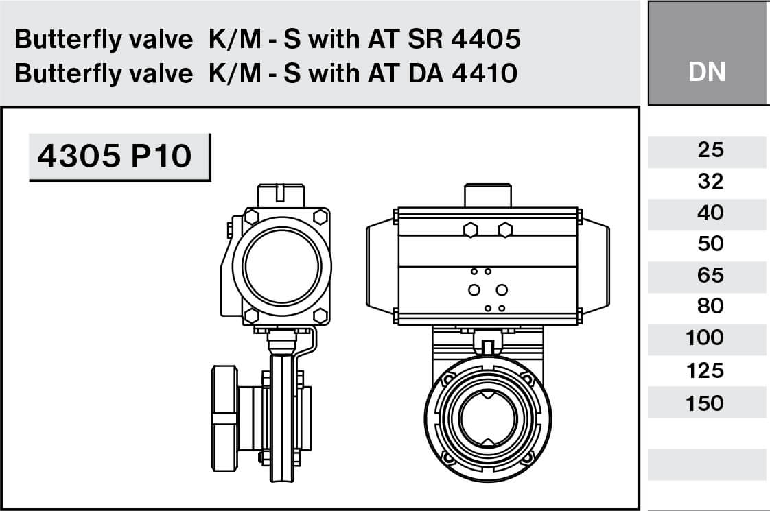 Дисковый затвор с пневмоприводом NIOB FLUID 4305 P10 г/с