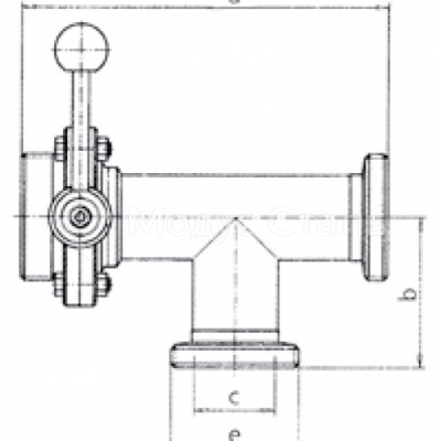 Затвор дисковый трехходовой - левый однофланцевый Резьба, DIN, Dn 25 (1'' дюйм), сталь AISI 304