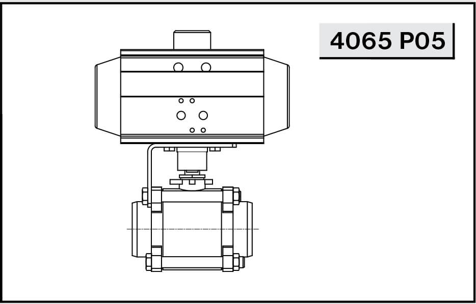 Кран шаровой с пневмоприводом NIOB FLUID 4065 P05 с/с (из трех частей)