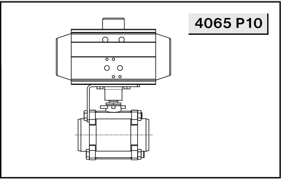 Кран шаровой с пневмоприводом NIOB FLUID 4065 P10 с/с (из трех частей)