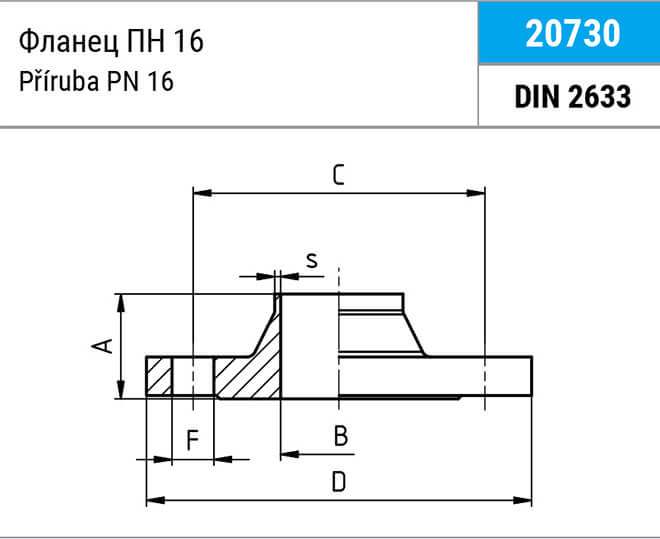 Фланец NIOB FLUID 20730 ПН 16 по DIN 2633