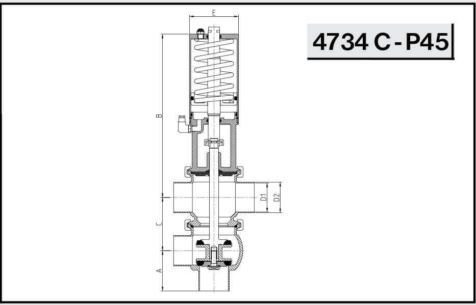 NIOB FLUID 4734 C - P45 седельный клапан угловой пневматический Тип TL