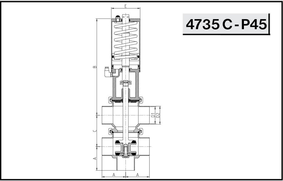 NIOB FLUID 4735 C - P45 седельный клапан передвижной пневматический Тип TT