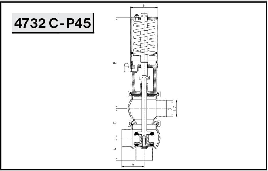 NIOB 4732 C - P45 седельный клапан передвижной пневматический Тип LL с/с/с