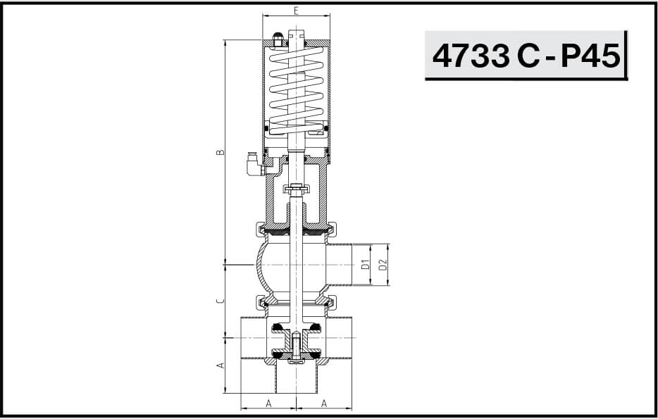 NIOB 4733 C - P45 седельный клапан двойной пневматический Тип LT с/с/с/с