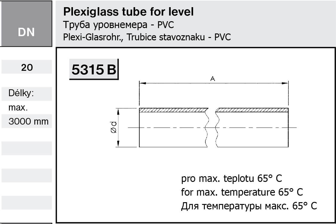 Трубка уровнемера PVC NIOB 5315 B